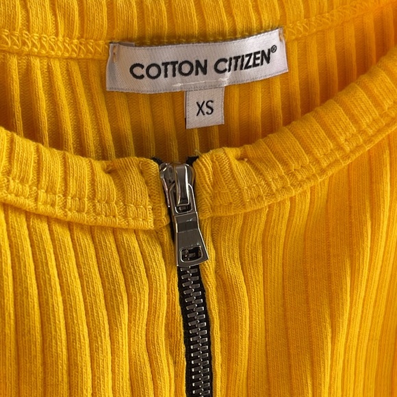 NWOT COTTON CITIZEN Ibiza Front Zip Crop Ribbed Bra Top in Yellow XS - Picture 2 of 6